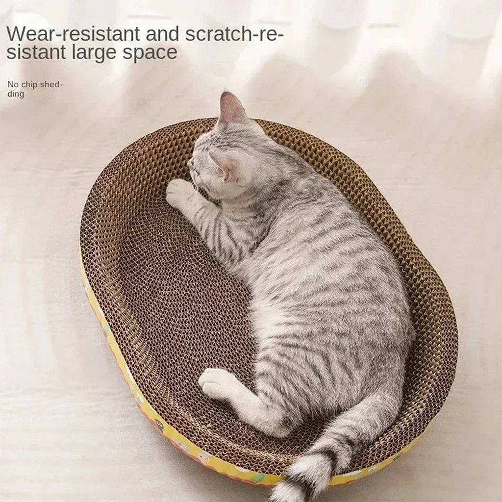 Oval Cat Scratching Board  Corrugated Cardboard Claw Grinder & Cat Nest