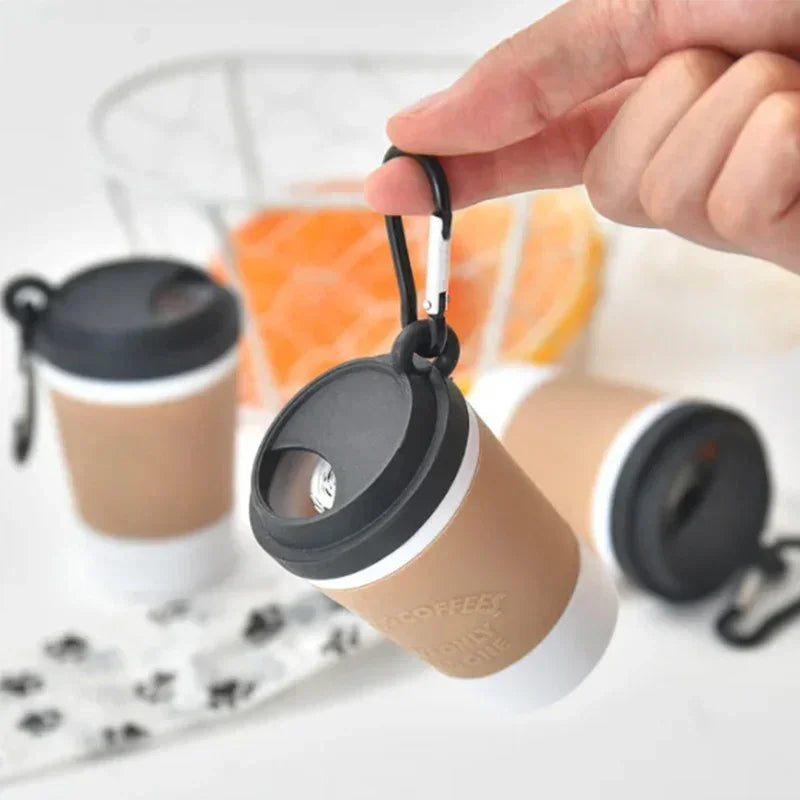 Portable Dog Poop Bag Dispenser Creative Coffee Cup Design Outdoor Waste Storage