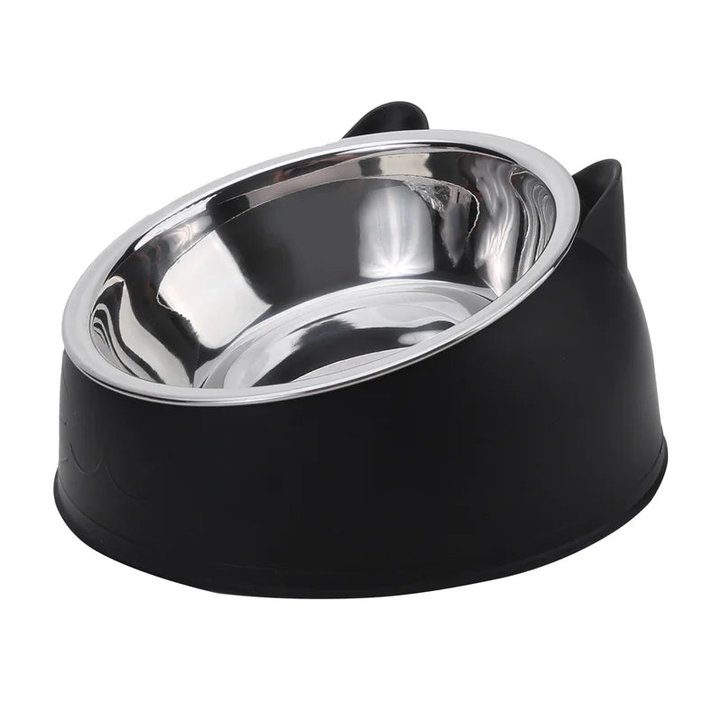 Stainless Steel Inclined Pet Bowl Tilted Feeding Bowl Set for Cats & Dogs