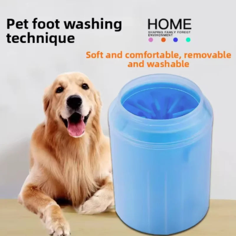Portable Pet Paw Cleaner Cup Silicone Foot Washing Brush & Towel for Dogs