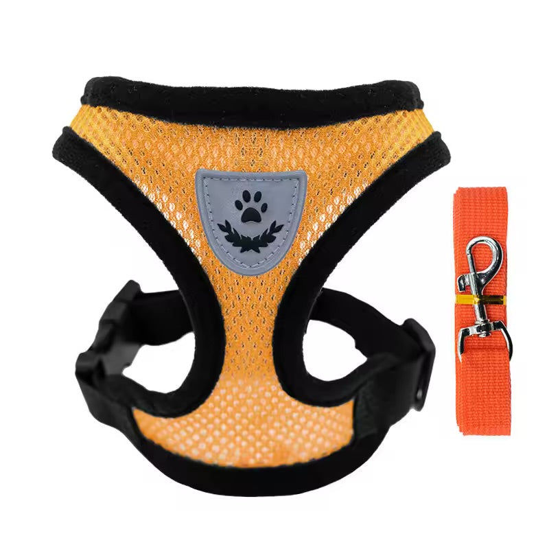 Breathable Summer Pet Harness & Leash Set Lightweight Chest Strap for Small Dogs & Cats