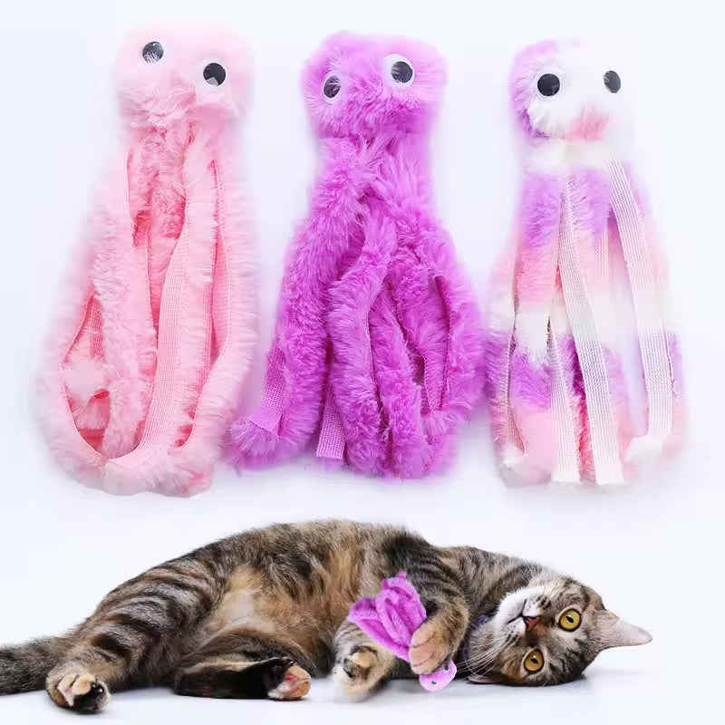 Cute Octopus Plush Cat Toy Bite Resistant Interactive Play Toy for Cats