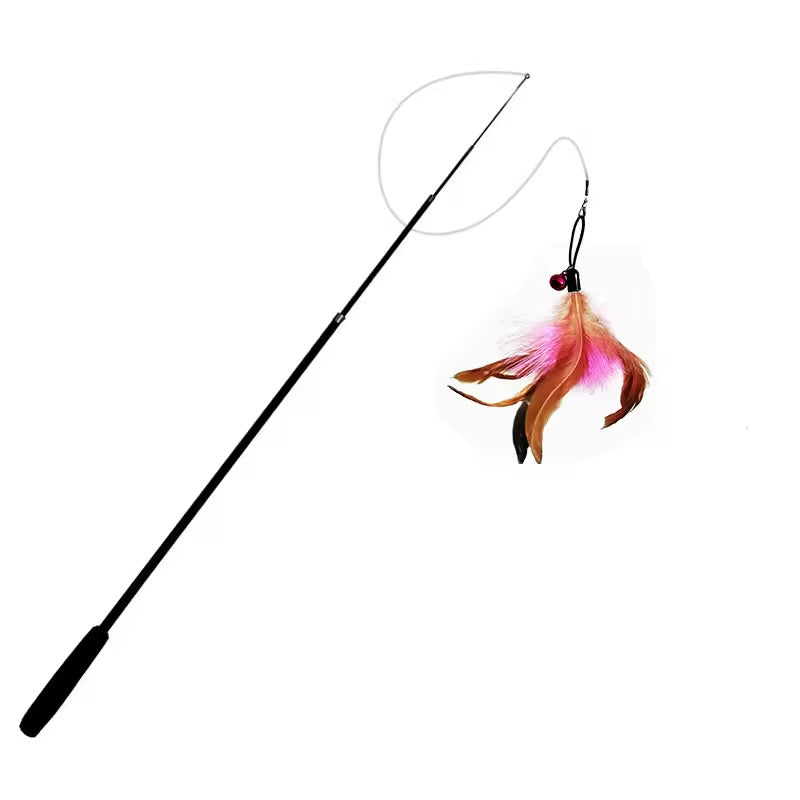 Extra Long 1.8M Telescopic Cat Fishing Rod Scratch Resistant Feather Wand Toy for Cats