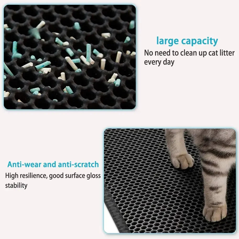 Double Layer Cat Litter Mat Waterproof Non-Slip Trapping Mat for Litter Box