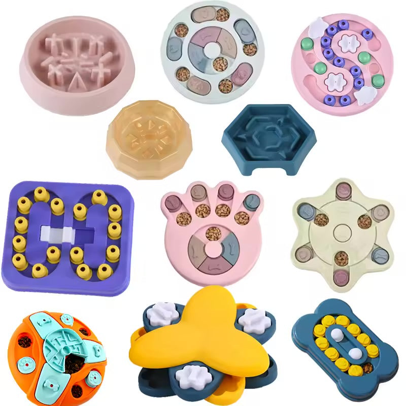 Interactive Dog Puzzle Slow Feeder Bowl IQ Food Dispenser Game for Dogs & Cats