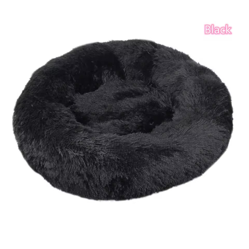 Calming Donut Pet Bed Ultra Soft Plush Washable Bed for Cats & Dogs