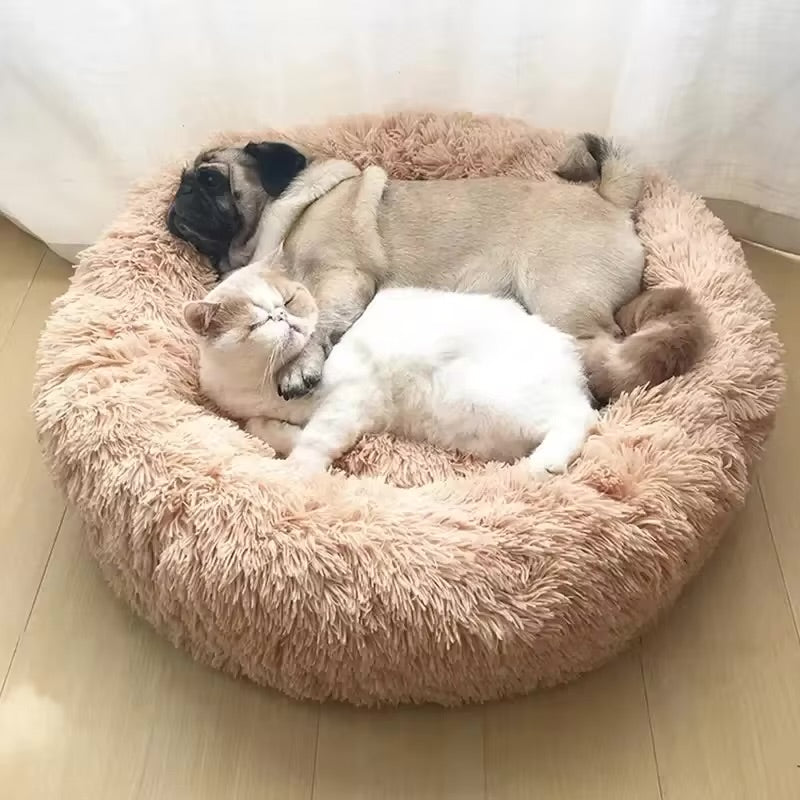 Calming Donut Pet Bed Ultra Soft Plush Washable Bed for Cats & Dogs