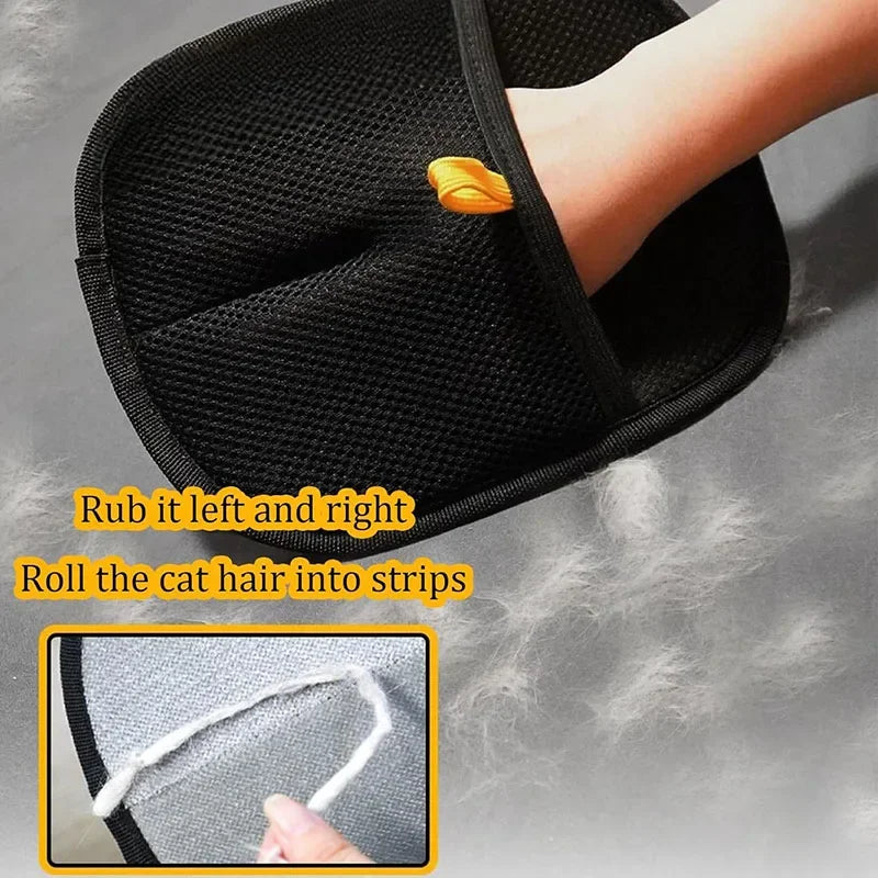 Double Sided Pet Hair Removal Gloves Reusable Fur Remover for Sofa Carpet & Furniture