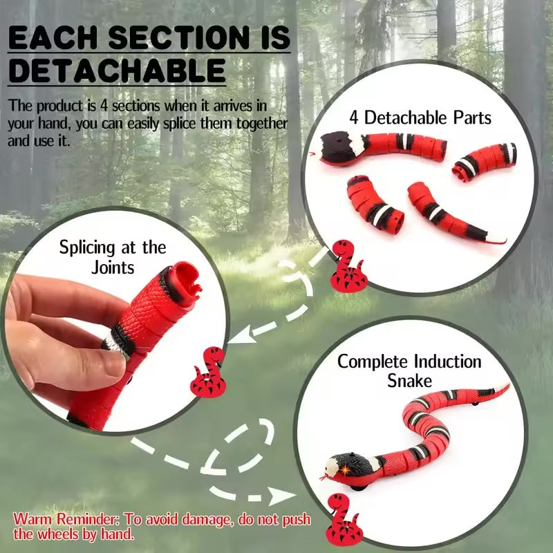 Smart Sensing Electronic Snake Cat Toy USB Rechargeable Automatic Interactive Teaser for Cats