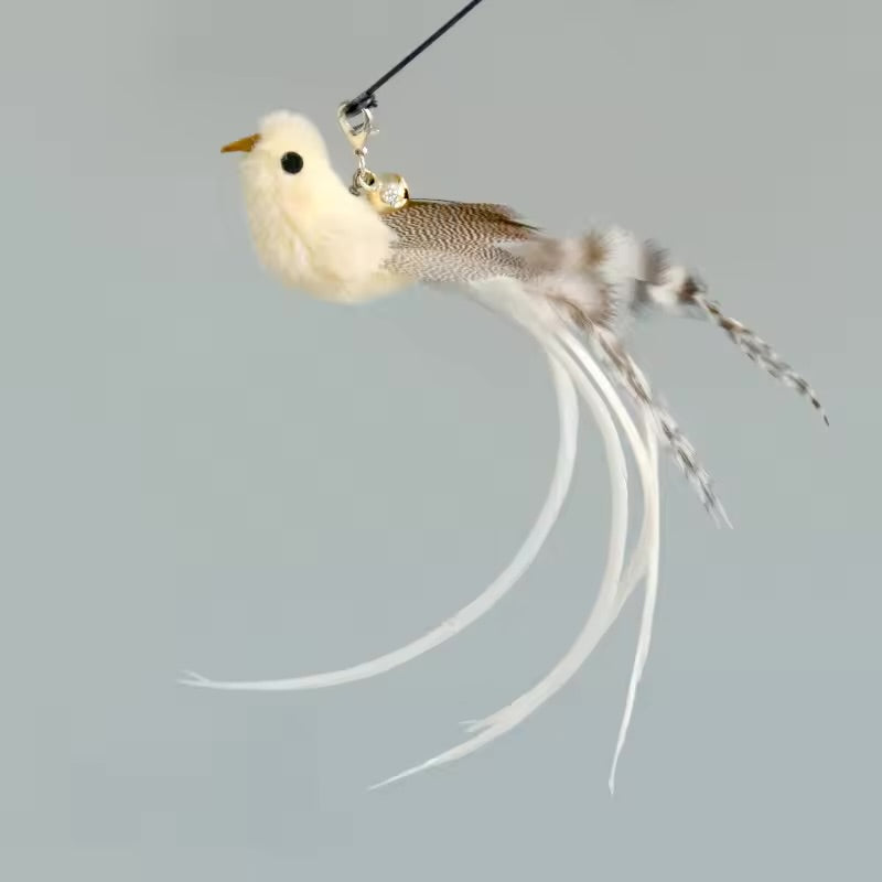 Hands-Free Cat Feather Wand Toy Suction Cup Interactive Hunting Toy with Bell