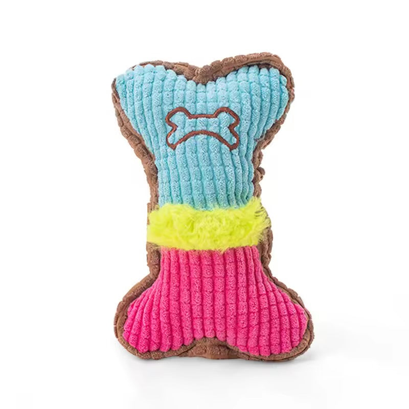 Squeaky Plush Bone Dog Chew Toy Teeth Cleaning Toy for Puppies & Aggressive Chewers