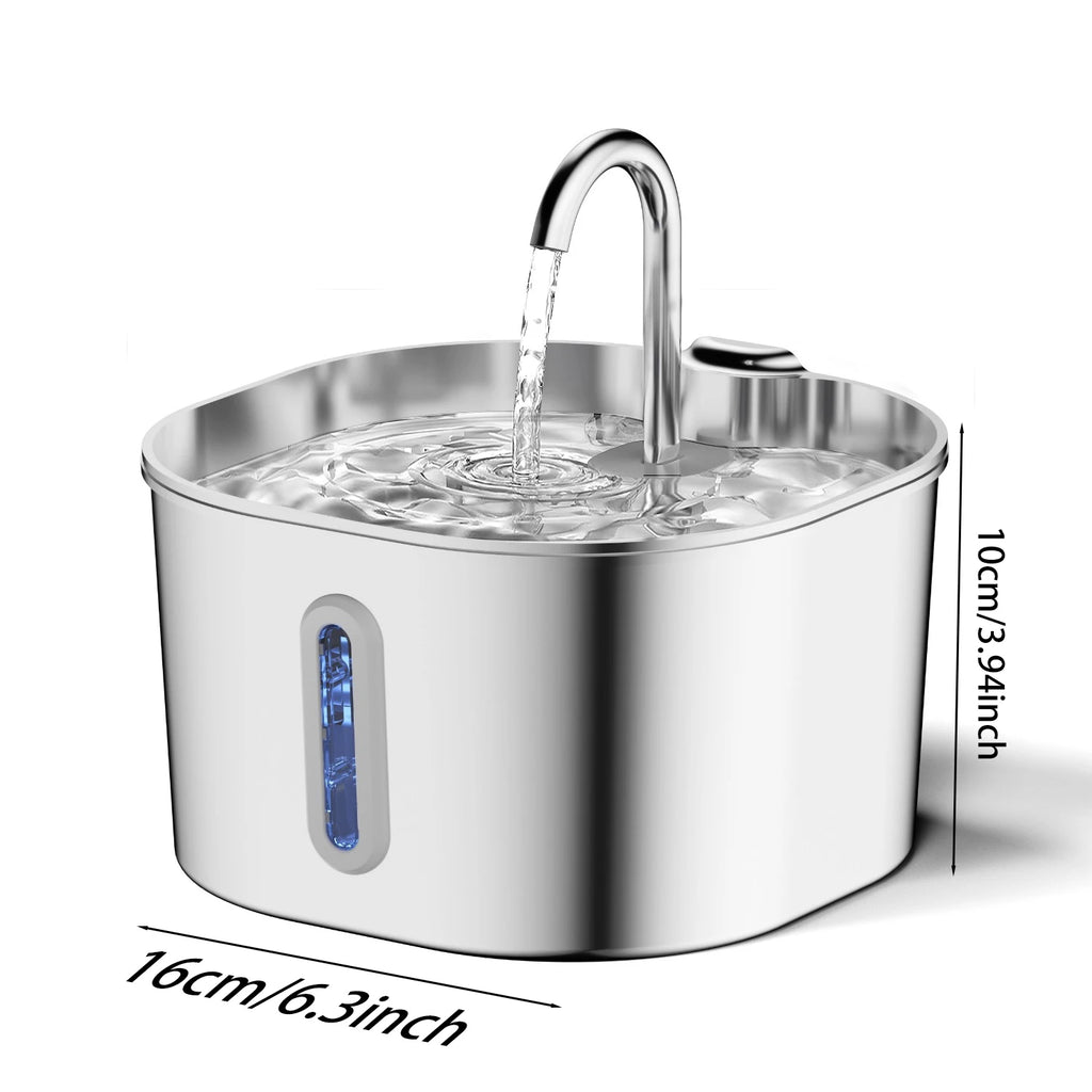 “Automatic Pet Water Fountain — 2.2L Stainless Steel Silent Filtered Dispenser for Cats & Dogs”
