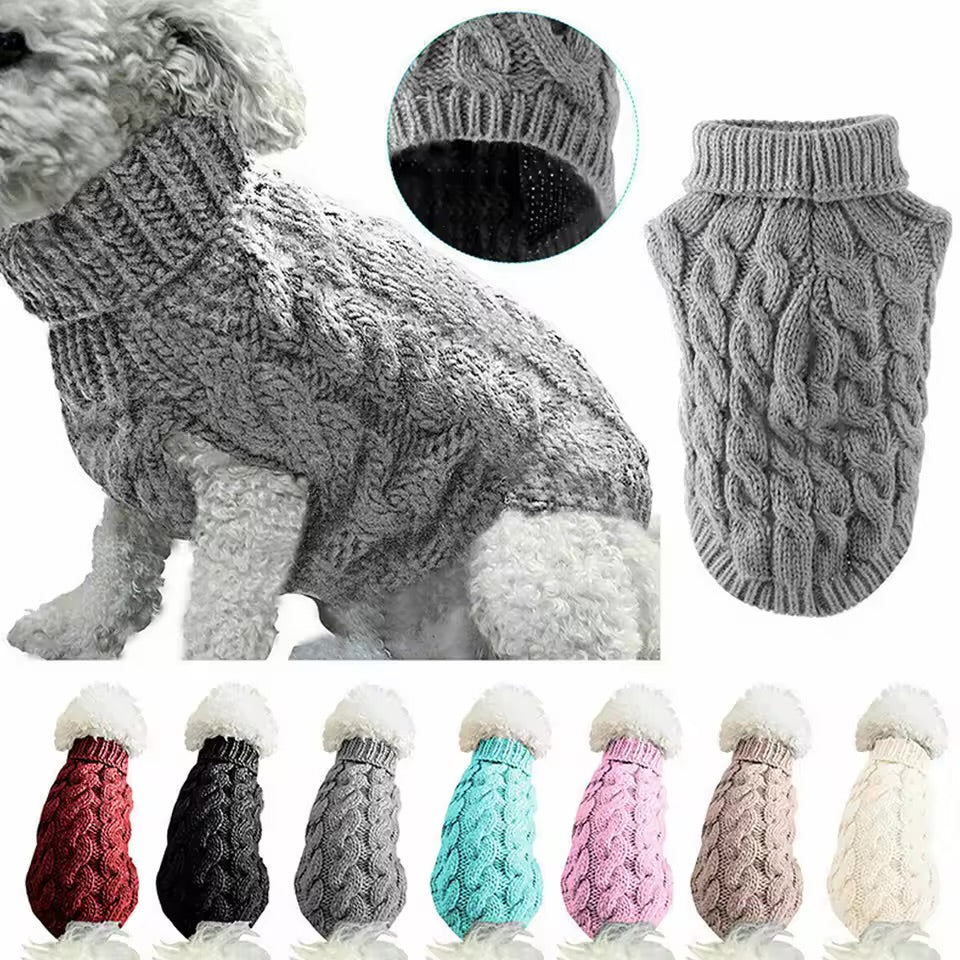 Knitted Pet Sweater Cozy Twist Pattern Warm Winter Clothing for Small Dogs & Cats