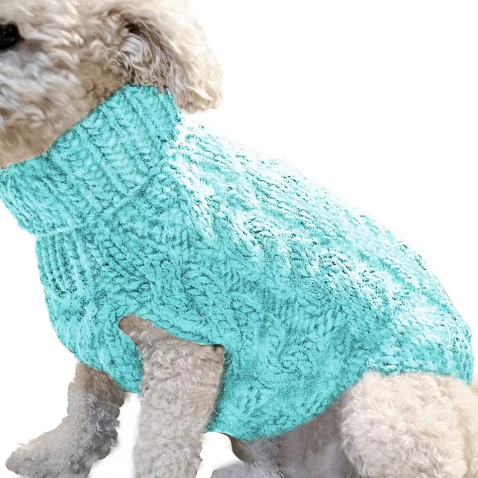 Knitted Pet Sweater Cozy Twist Pattern Warm Winter Clothing for Small Dogs & Cats