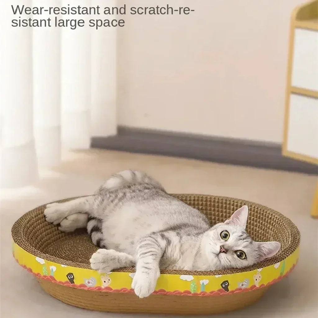 Oval Cat Scratching Board  Corrugated Cardboard Claw Grinder & Cat Nest