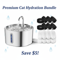 Premium Cat Hydration Bundle - Stainless Steel Fountain + Filters