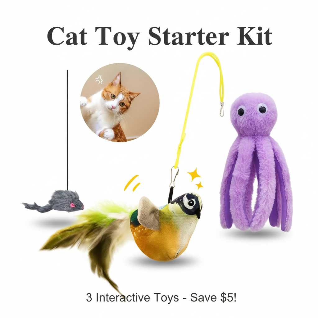 Cat Toy Starter Kit - 3 Interactive Toys Bundle